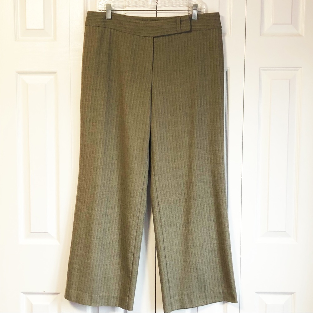Talbots Tan & Brown Herringbone Straight Leg Trouser Dress Pants 14P